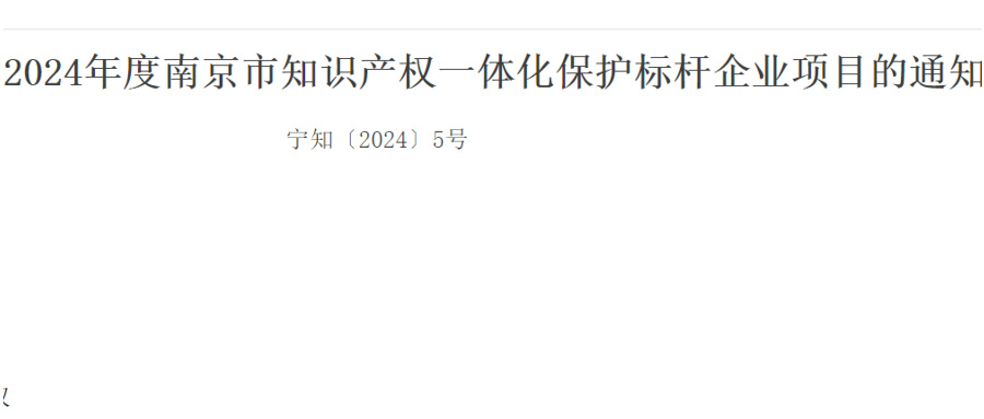 4月15日申報截止！南京市知識產(chǎn)權(quán)一體化保護標桿企業(yè)項目啟動